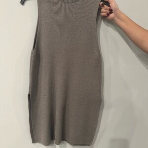 Zara Taupe Ribbed Knit Top